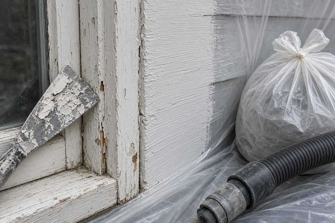 Illustration of porch railing prep before painting